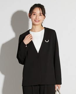 【noir】カットジョーゼットVジャケット（セットアップ可）