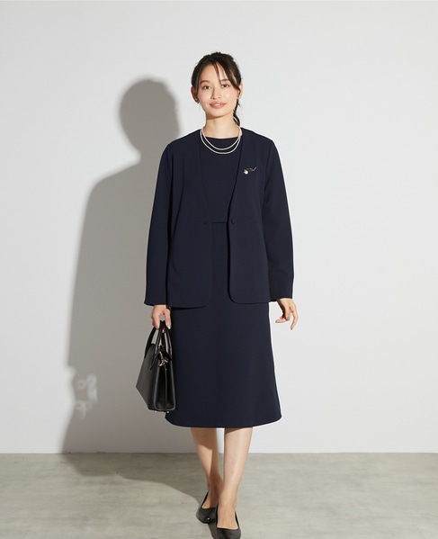 【noir】カットジョーゼットVジャケット（セットアップ可） 詳細画像 ダークネイビー 10