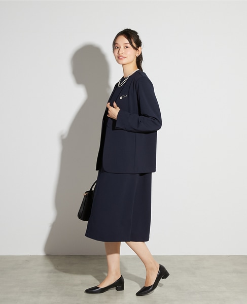 【noir】カットジョーゼットVジャケット（セットアップ可） 詳細画像 ダークネイビー 11