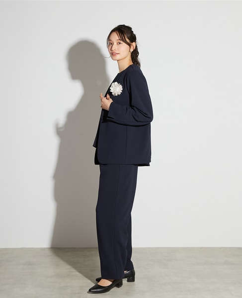 【noir】カットジョーゼットVジャケット（セットアップ可） 詳細画像 ダークネイビー 3