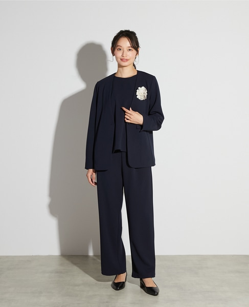 【noir】カットジョーゼットVジャケット（セットアップ可） 詳細画像 ダークネイビー 8