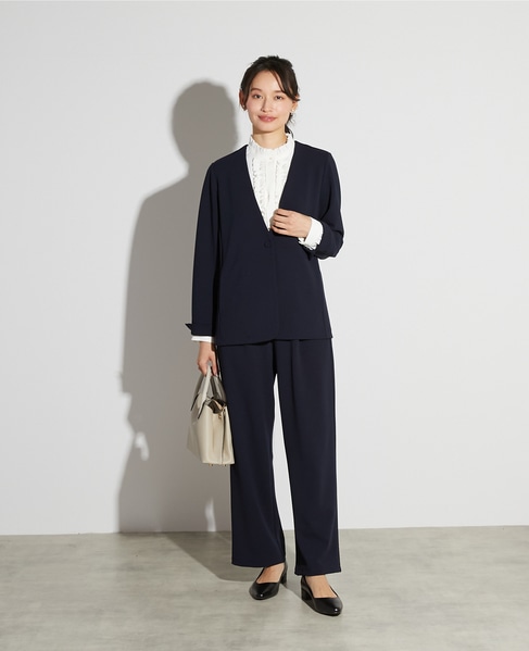 【noir】カットジョーゼットVジャケット（セットアップ可） 詳細画像 ダークネイビー 9