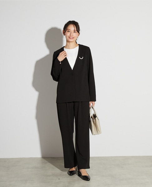 【noir】カットジョーゼットVジャケット（セットアップ可） 詳細画像 ブラック 2