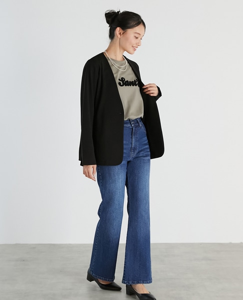 【noir】カットジョーゼットVジャケット（セットアップ可） 詳細画像 ブラック 22