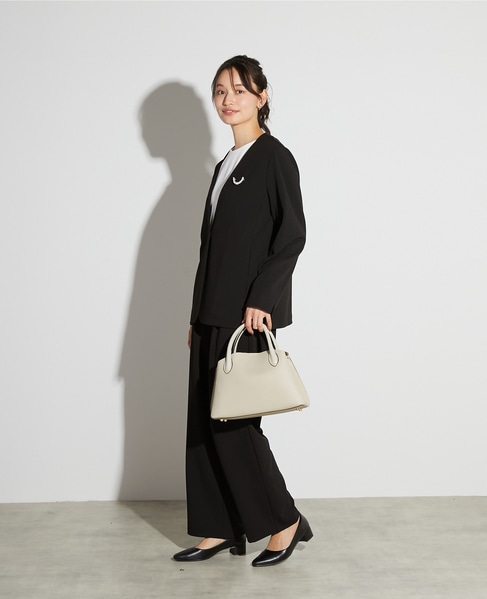 【noir】カットジョーゼットVジャケット（セットアップ可） 詳細画像 ブラック 3