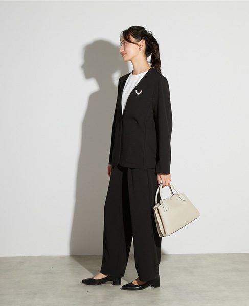 【noir】カットジョーゼットVジャケット（セットアップ可） 詳細画像 ブラック 4