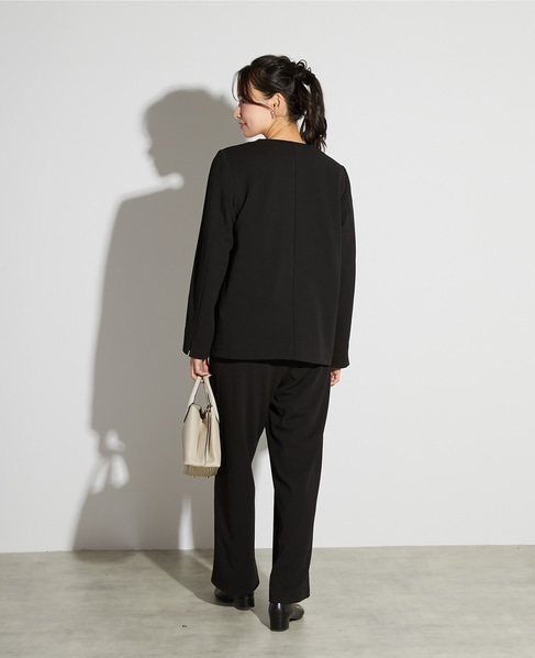 【noir】カットジョーゼットVジャケット（セットアップ可） 詳細画像 ブラック 5