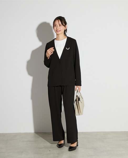 【noir】カットジョーゼットVジャケット（セットアップ可） 詳細画像 ブラック 7