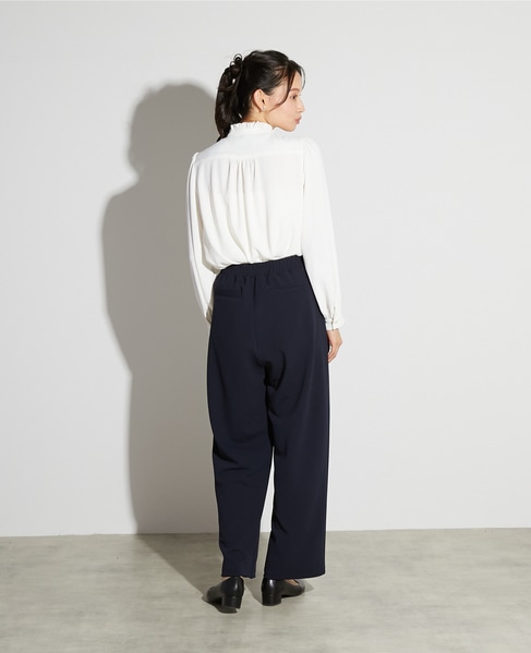 【noir】カットジョーゼット1タックストレートパンツ（一部WEB限定サイズ）（セットアップ可） 詳細画像 ダークネイビー 5