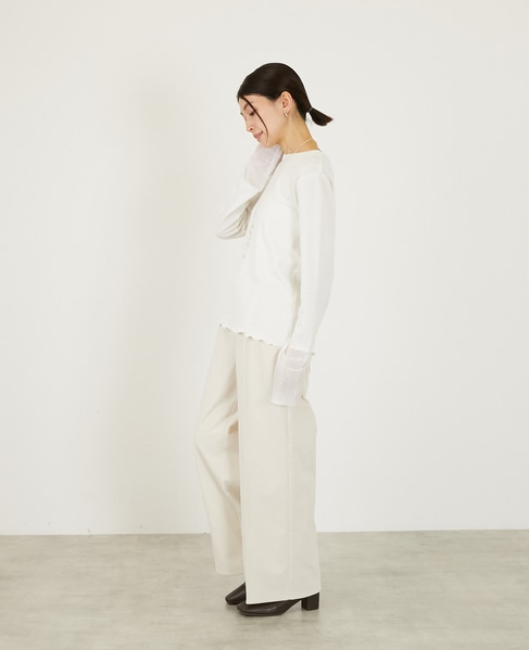 【ストレッチ起毛パンツ】 詳細画像 アイボリー 3