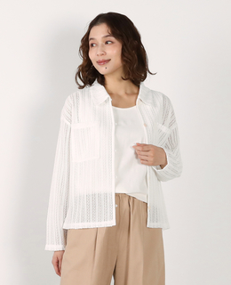 【ラッセルレース襟付きカットソーカーディガン】