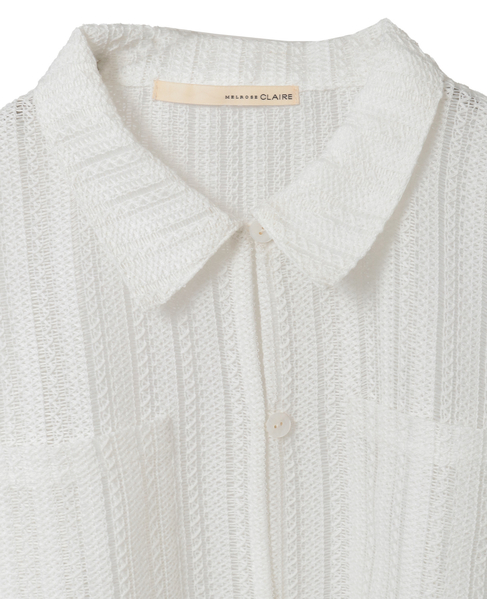 【ラッセルレース襟付きカットソーカーディガン】 詳細画像 オフホワイト 13