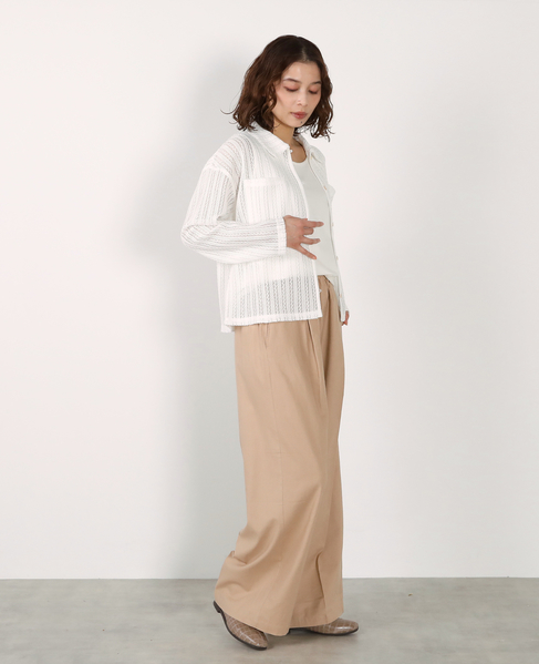 【ラッセルレース襟付きカットソーカーディガン】 詳細画像 オフホワイト 9