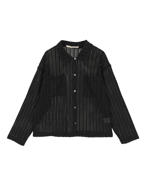 【ラッセルレース襟付きカットソーカーディガン】 詳細画像 ブラック 12