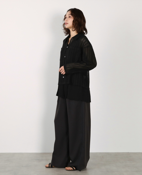 【ラッセルレース襟付きカットソーカーディガン】 詳細画像 ブラック 5