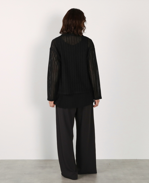 【ラッセルレース襟付きカットソーカーディガン】 詳細画像 ブラック 6