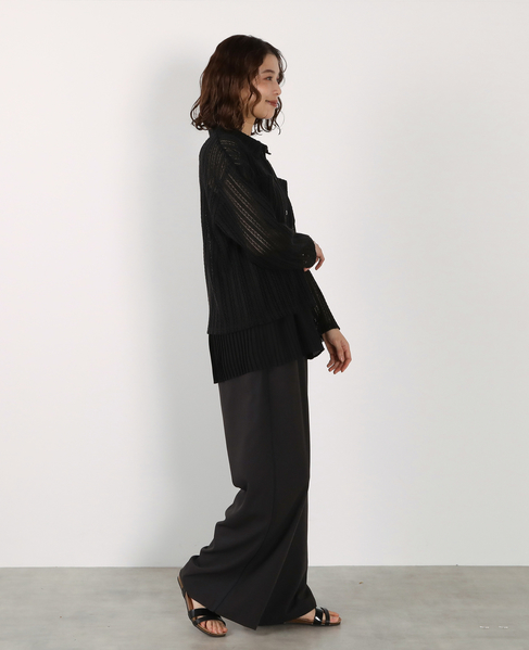 【ラッセルレース襟付きカットソーカーディガン】 詳細画像 ブラック 8