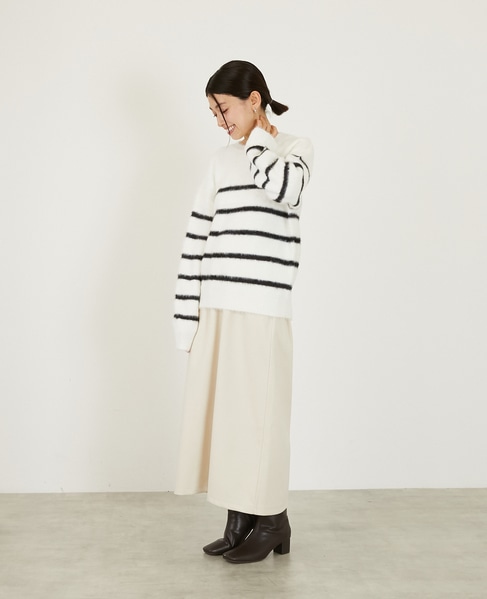 【ボイルニットジャージロングスカート】 詳細画像 アイボリー 4