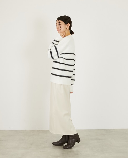 【ボイルニットジャージロングスカート】 詳細画像 アイボリー 5