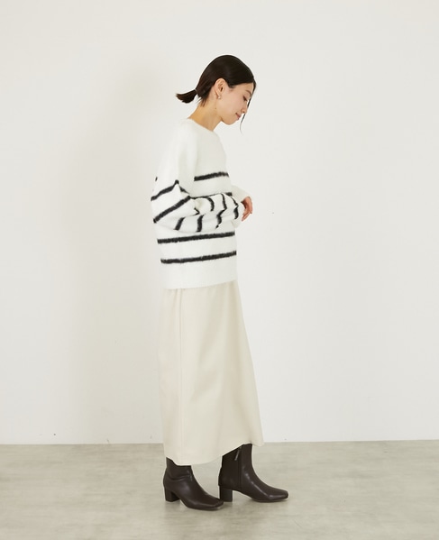 【ボイルニットジャージロングスカート】 詳細画像 アイボリー 8