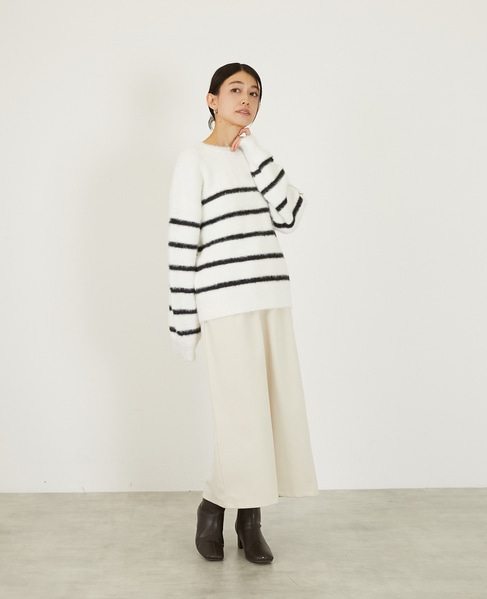 【ボイルニットジャージロングスカート】 詳細画像 アイボリー 9