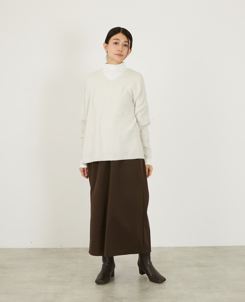 【ボイルニットジャージロングスカート】 詳細画像 ブラウン 3