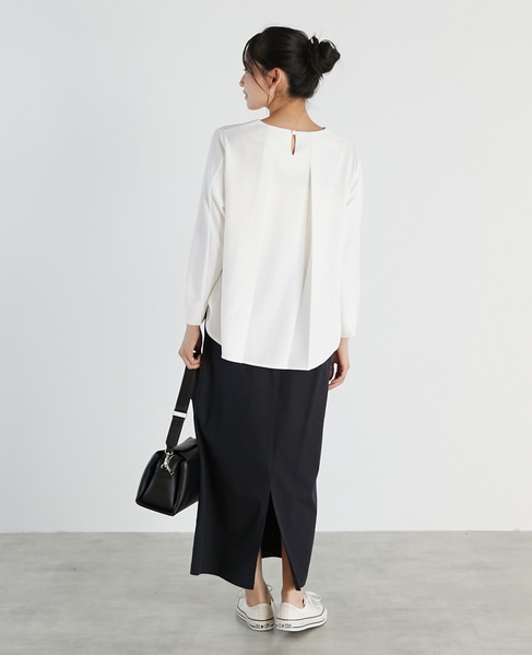 【noir】カットジョーゼットバックテールブラウス（セットアップ可） 詳細画像 オフホワイト 12