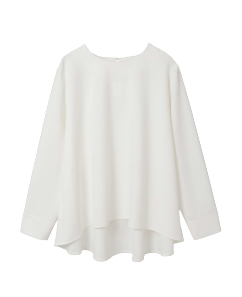 【noir】カットジョーゼットバックテールブラウス（セットアップ可） 詳細画像 オフホワイト 14