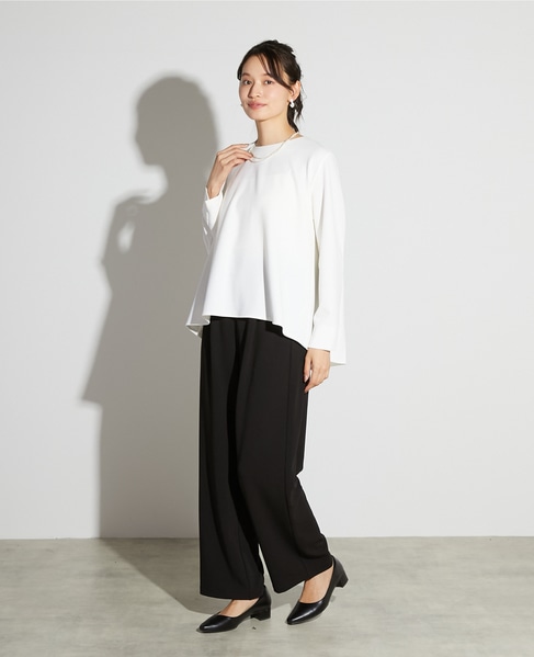 【noir】カットジョーゼットバックテールブラウス（セットアップ可） 詳細画像 オフホワイト 3