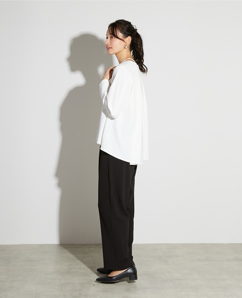 【noir】カットジョーゼットバックテールブラウス（セットアップ可） 詳細画像 オフホワイト 4
