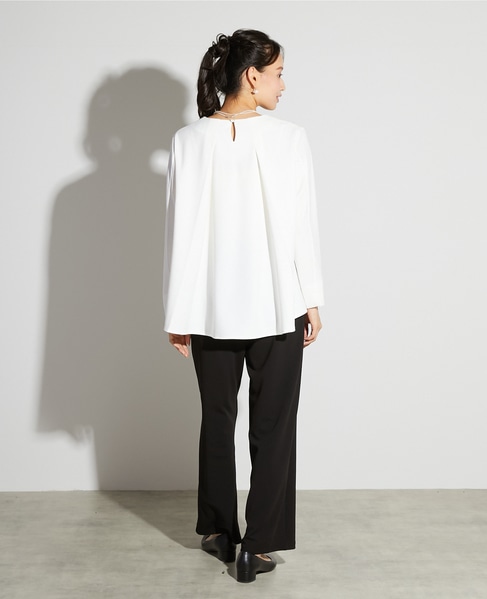 【noir】カットジョーゼットバックテールブラウス（セットアップ可） 詳細画像 オフホワイト 5