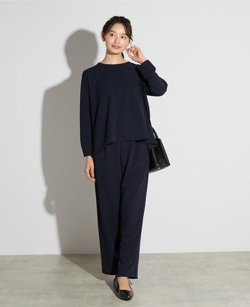 【noir】カットジョーゼットバックテールブラウス（セットアップ可） 詳細画像 ダークネイビー 2