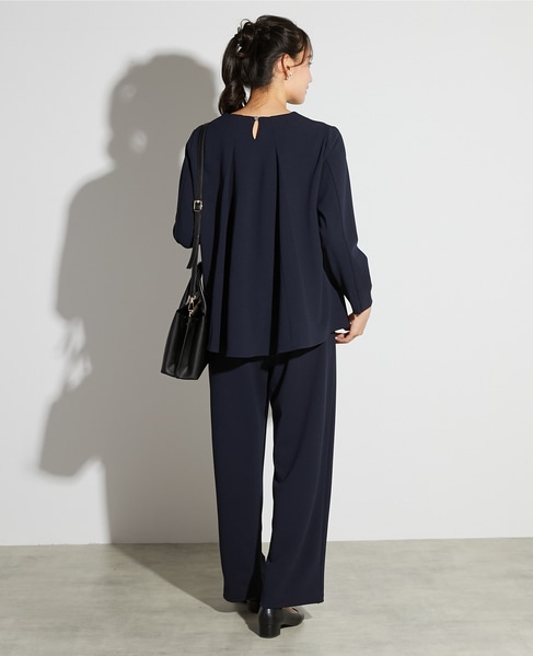 【noir】カットジョーゼットバックテールブラウス（セットアップ可） 詳細画像 ダークネイビー 4