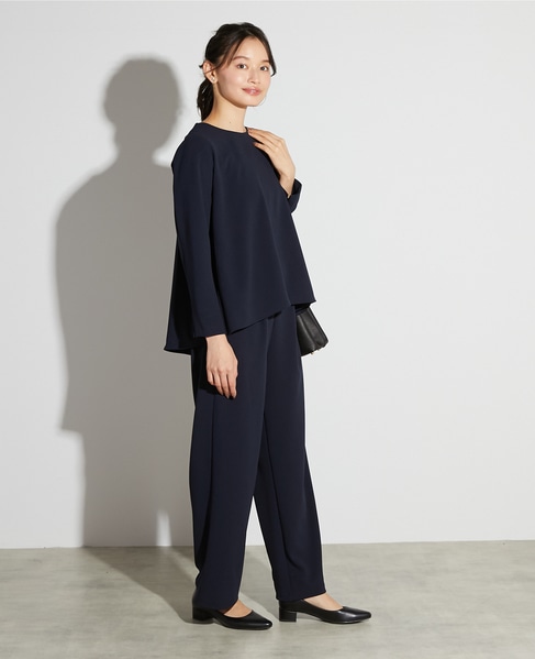 【noir】カットジョーゼットバックテールブラウス（セットアップ可） 詳細画像 ダークネイビー 6