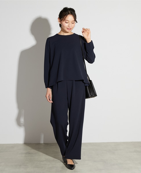 【noir】カットジョーゼットバックテールブラウス（セットアップ可） 詳細画像 ダークネイビー 7