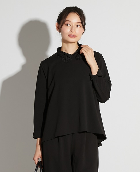 【noir】カットジョーゼットバックテールブラウス（セットアップ可） 詳細画像 ブラック 1