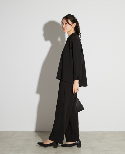 【noir】カットジョーゼットバックテールブラウス（セットアップ可） 詳細画像 ブラック 5