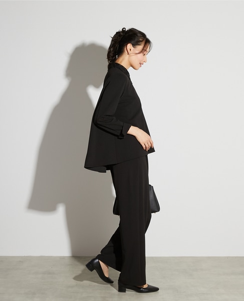 【noir】カットジョーゼットバックテールブラウス（セットアップ可） 詳細画像 ブラック 7