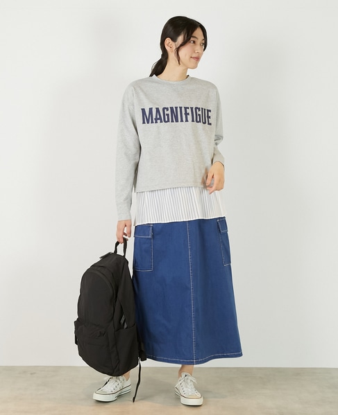 【ミニ裏毛MAGNIFIGUE ロゴPTロングTシャツ】 詳細画像 杢グレー 3