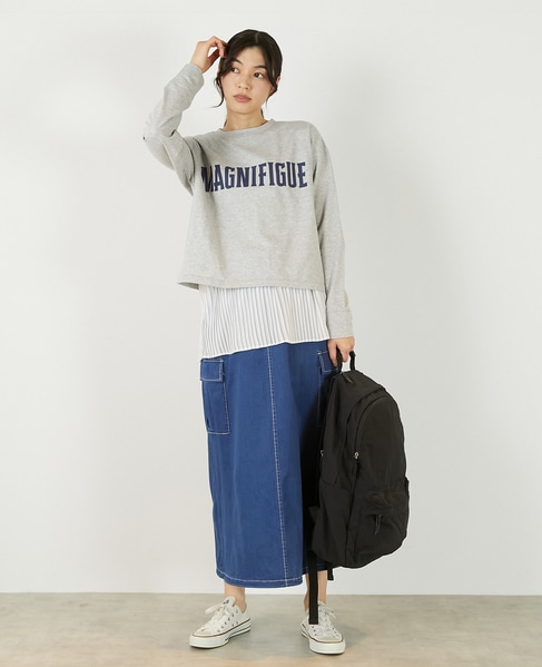 【ミニ裏毛MAGNIFIGUE ロゴPTロングTシャツ】 詳細画像 杢グレー 8