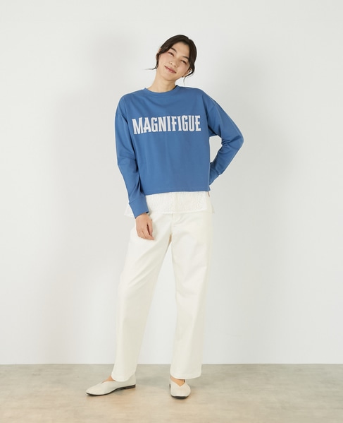 【ミニ裏毛MAGNIFIGUE ロゴPTロングTシャツ】 詳細画像 ブルー 9
