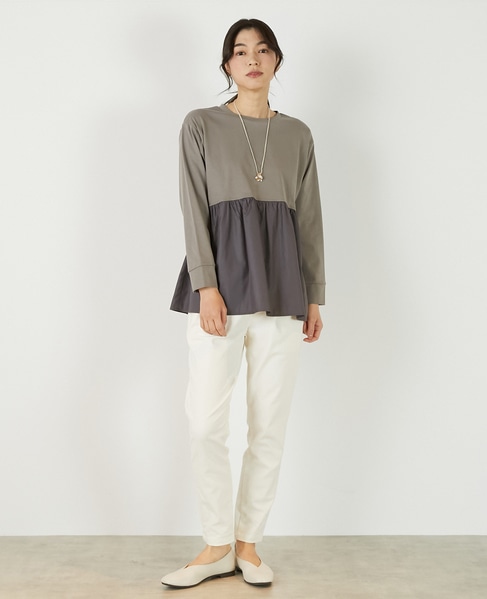 【コットン天竺＋ファブリックプルオーバー】 詳細画像 ブラウン系その他 2