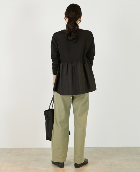 【コットン天竺＋ファブリックプルオーバー】 詳細画像 ブラック 6