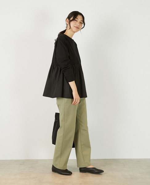 【コットン天竺＋ファブリックプルオーバー】 詳細画像 ブラック 8