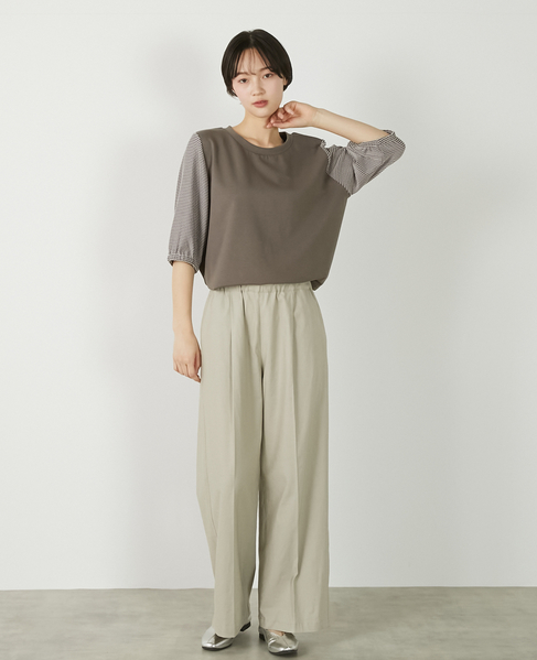 【異素材バルーンスリーブカットプルオーバー】 詳細画像 ブラウン系その他 3