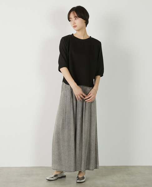 【異素材バルーンスリーブカットプルオーバー】 詳細画像 ブラック 2