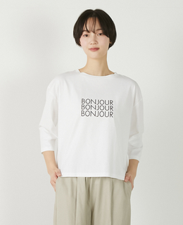 【コットン天竺BONJOURロゴプリントTシャツ】