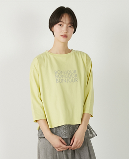 【コットン天竺BONJOURロゴプリントTシャツ】
