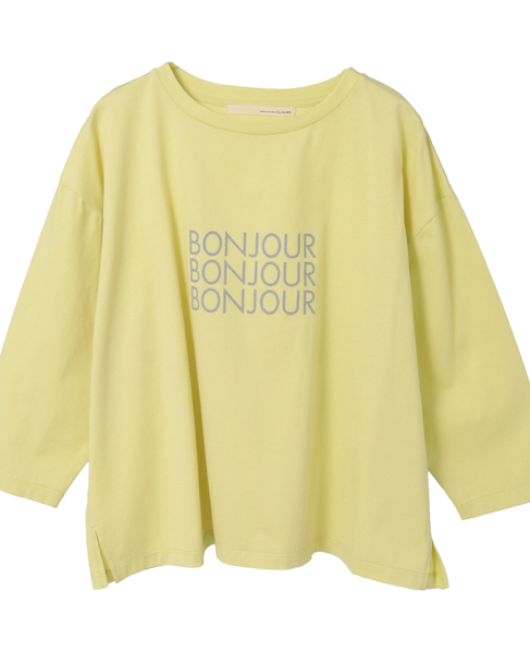 【コットン天竺BONJOURロゴプリントTシャツ】 詳細画像 イエロー 10