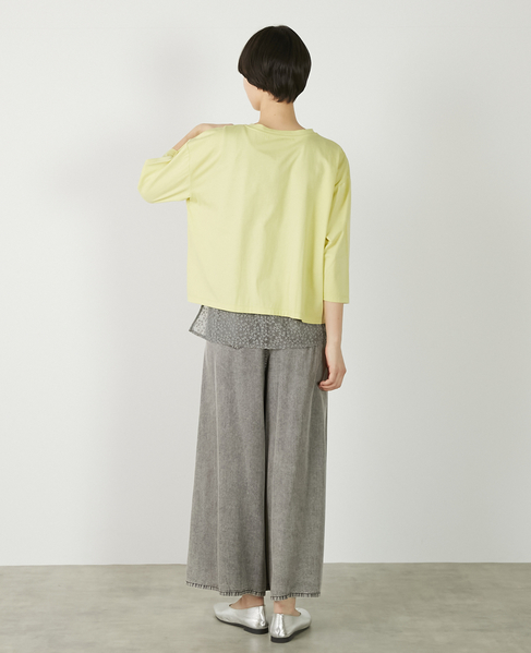 【コットン天竺BONJOURロゴプリントTシャツ】 詳細画像 イエロー 6